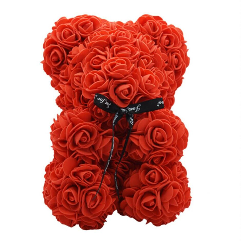 Künstliche Blumen, 25 cm, Rosenbär, Freundin, Jahrestag, Weihnachten, Valentinstag, Geschenk, Geburtstagsgeschenk für Hochzeit, Party