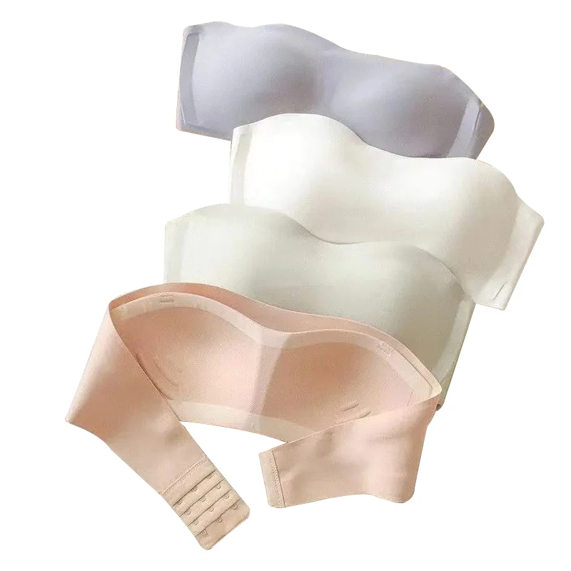 Top de tubo sin costuras para mujer, sujetador Invisible sin tirantes, ropa interior fina antideslizante, Bralette de realce, lencería femenina inalámbrica