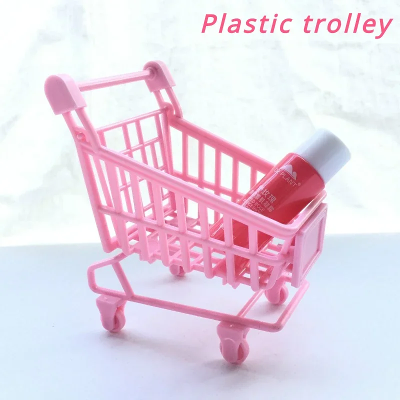 จําลองซูเปอร์มาร์เก็ตมือรถเข็นแกล้งทําเป็นเล่นของเล่น MINI รถเข็นเด็กของเล่นเด็กห้องเดสก์ท็อปตะกร้าเก็บ Home Decor