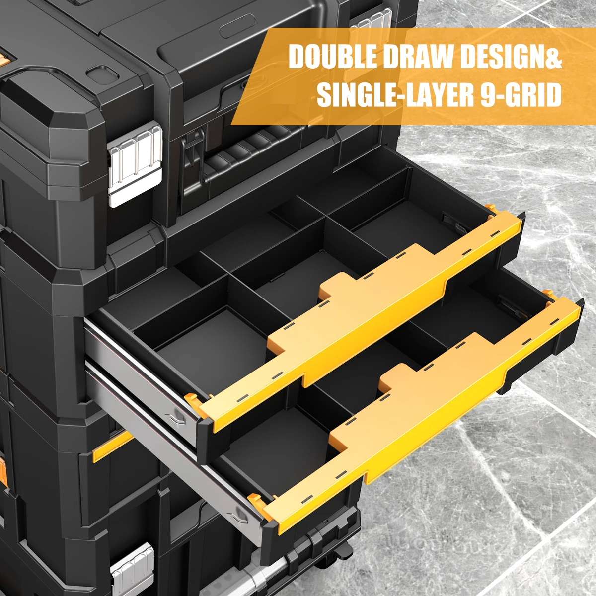 AIRAJ Stackable Modular Combo Toolbox Set -Portable Combo ToolBox with Wheels for Space-Saving Modular Assembly & Easy Mobility!