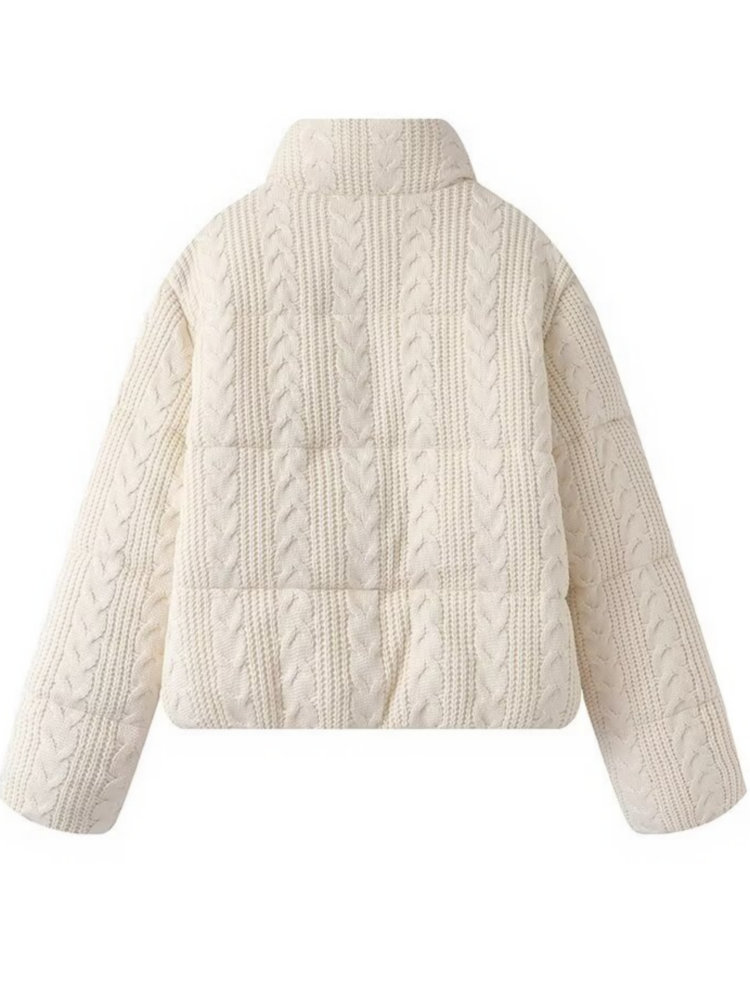 Dames Luxe Winter Brede taille Beige Wijnrood Gewatteerde jassen Dames Elegant Hoge kwaliteit Gebreid Dikker Warme jassen Parka's