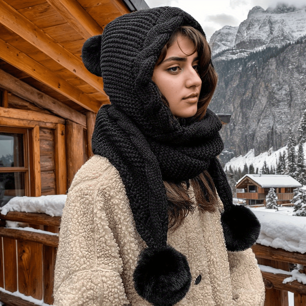 Cozy 3-Ball Fleece Beanie & Scarf Set. Soft, Warm, Cute Pom-Pom. Perfect Winter Gift for Women! Shop Now.