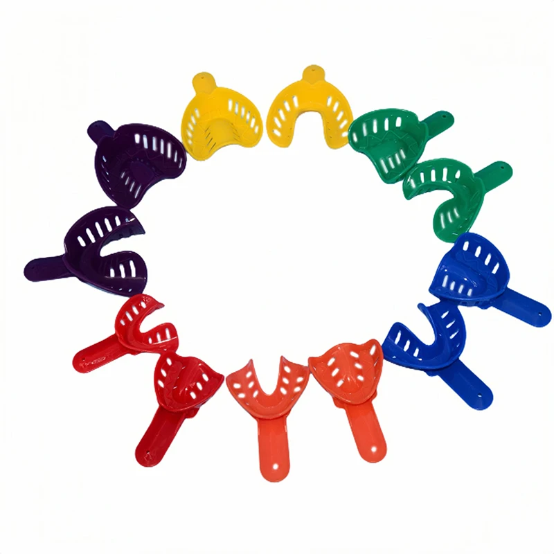12 stücke Dental Abdruck Trays Einweg Kunststoff Bunte Zähne Halter Zahnarzt Materialien Für Erwachsene Und Kinder Mundpflege Werkzeuge