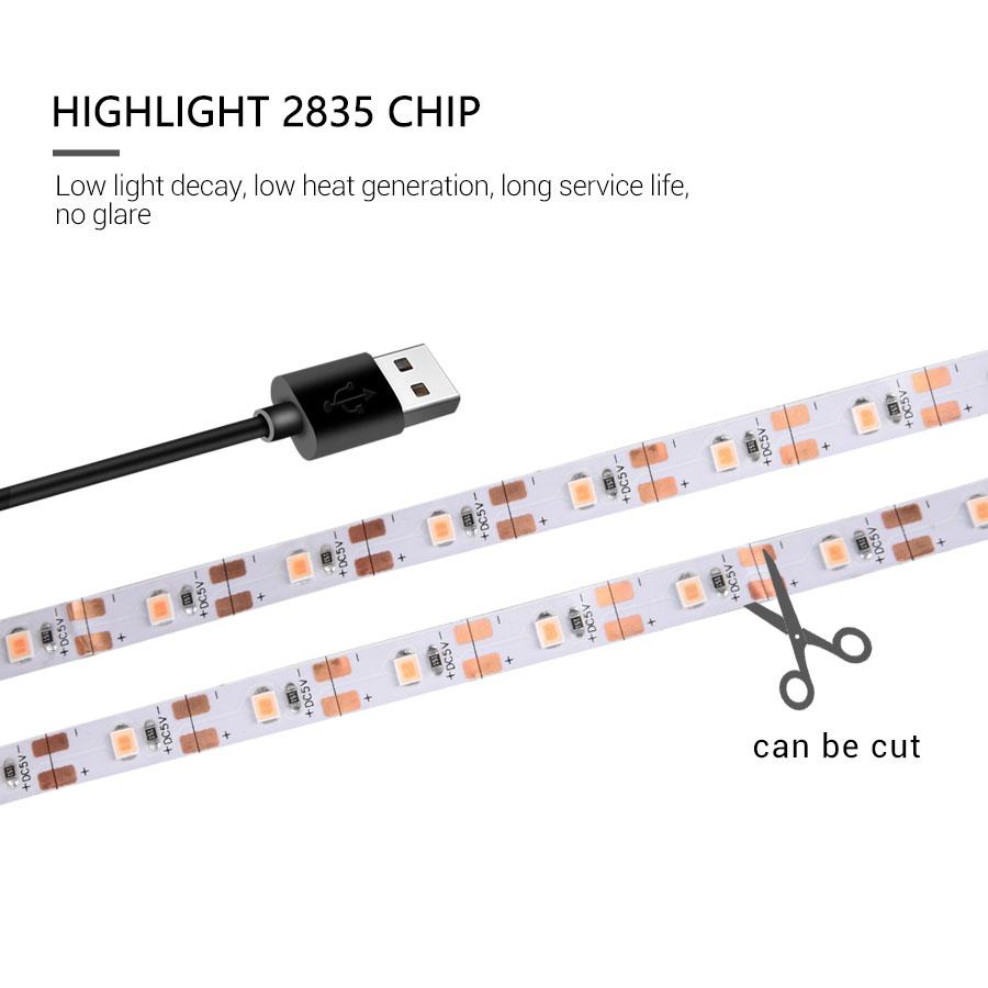 USB Full Spectrum LED Planta Crescer Luz Tira, Phyto Lâmpada, Vegetal, Flor, Mudas, Barraca, DC, 5V, 2m, 3m