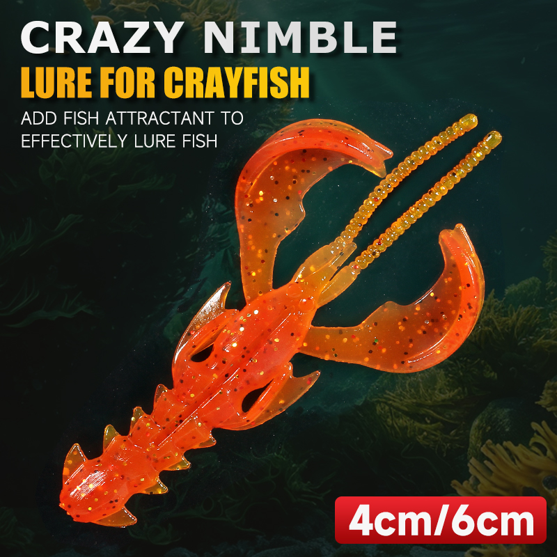 Siêu Lục Địa Điên Mồi 65Mm/10 Cái 40Mm/20 Chiếc Mềm Dụ Mồi Câu Cá Tôm Hùm Mềm Mại nhựa Dụ Mồi Câu Cá