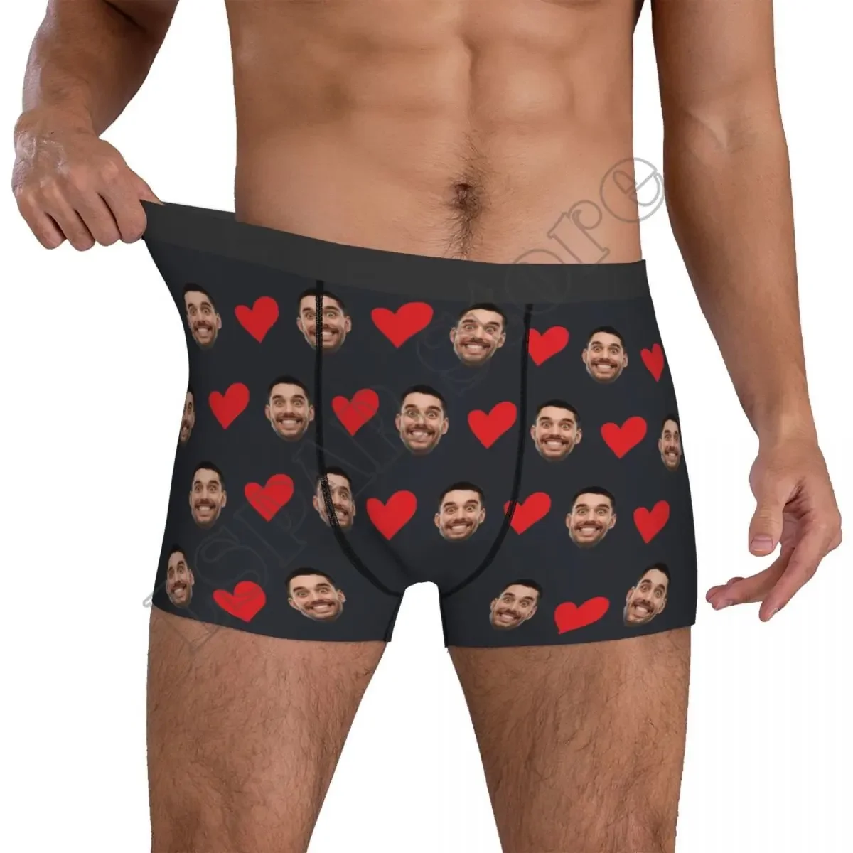 Ropa interior personalizada con foto de cara, calzoncillos Boxer con forma de corazón personalizados, calzoncillos para hombre, regalo para marido, regalo de aniversario para papá