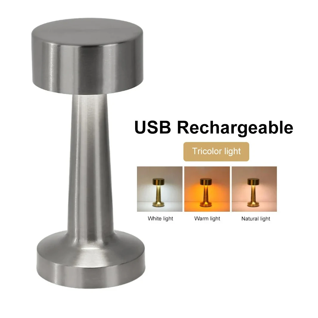 Lámpara de punto táctil recargable de Metal de 1200mAh, lámpara LED para decoración de mesita de noche, restaurante, Bar, escritorio, iluminación de ambiente, luces nocturnas