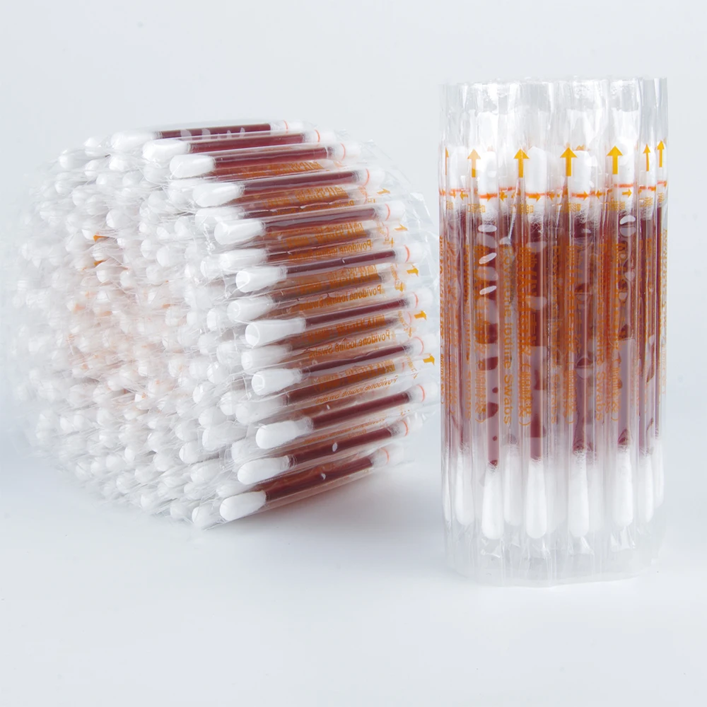 ทิ้งไอโอดีนผ้าฝ้าย Swab บรรจุอิสระ Iodophor Swabs Sticks ผู้ใหญ่เด็กทารกกลางแจ้งทุกวันความปลอดภัย Survival