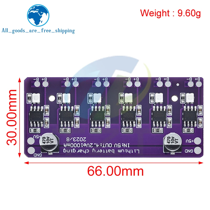 TZT Charging Module PCB Circuit Board Charger Array 5V Input for 18650 4.2V Lithium Battery Electric Scooter Accessories