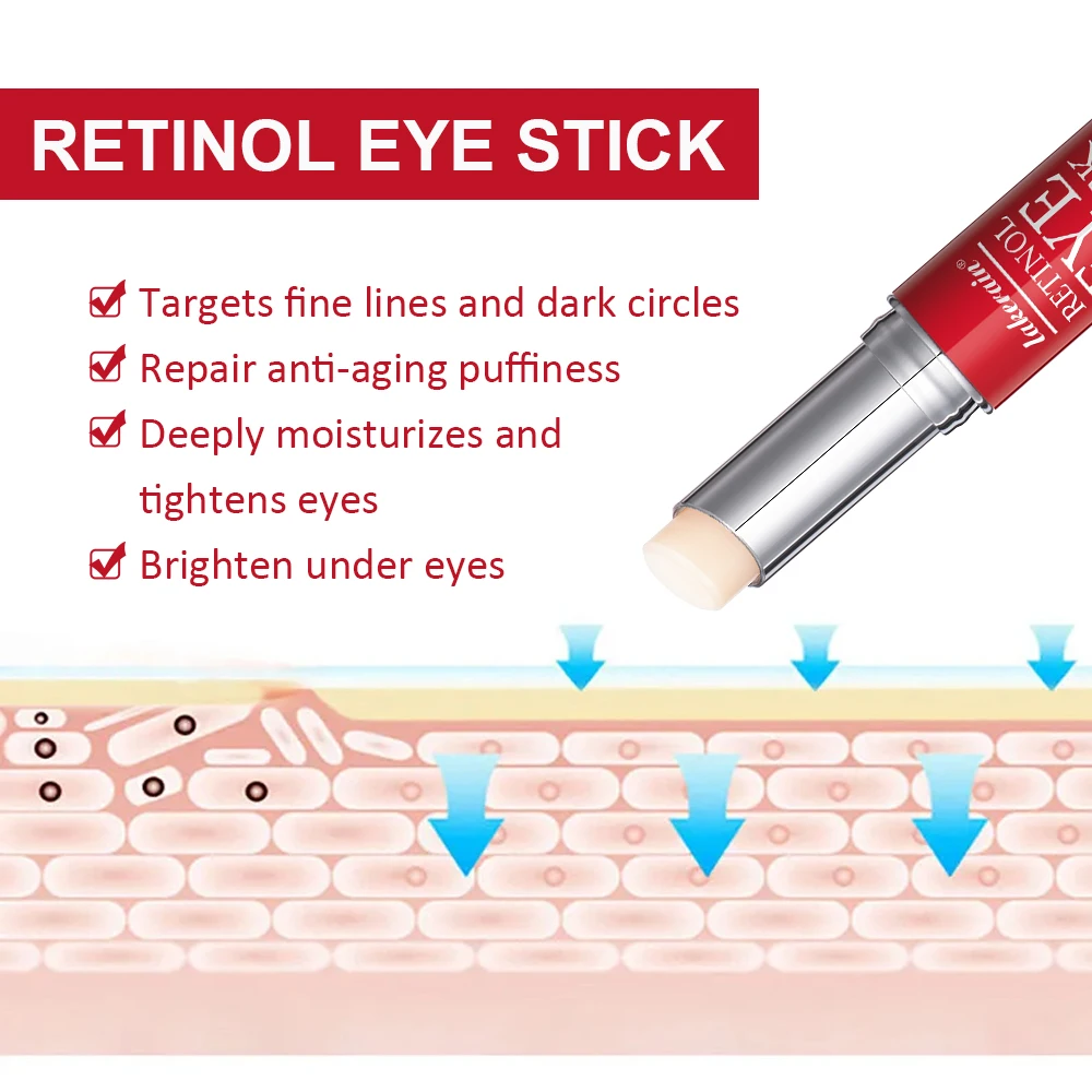 ครีมบํารุงรอบดวงตาต่อต้านริ้วรอย Stick Retinol ลบ Eye กระเป๋า Dark Circles Anti Aging Lifting Whitening Moisturizing Brighten Eye Primer