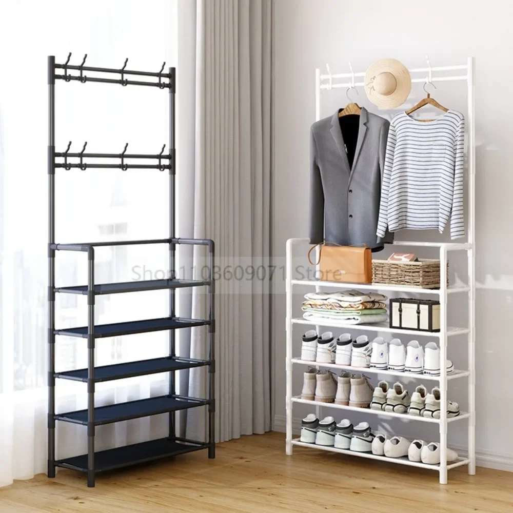 Multi-Layer Shoe And Hat Rack With Hooks Multifunctional Household Floor-Standing Organizer For Living Room Bedroom Storage