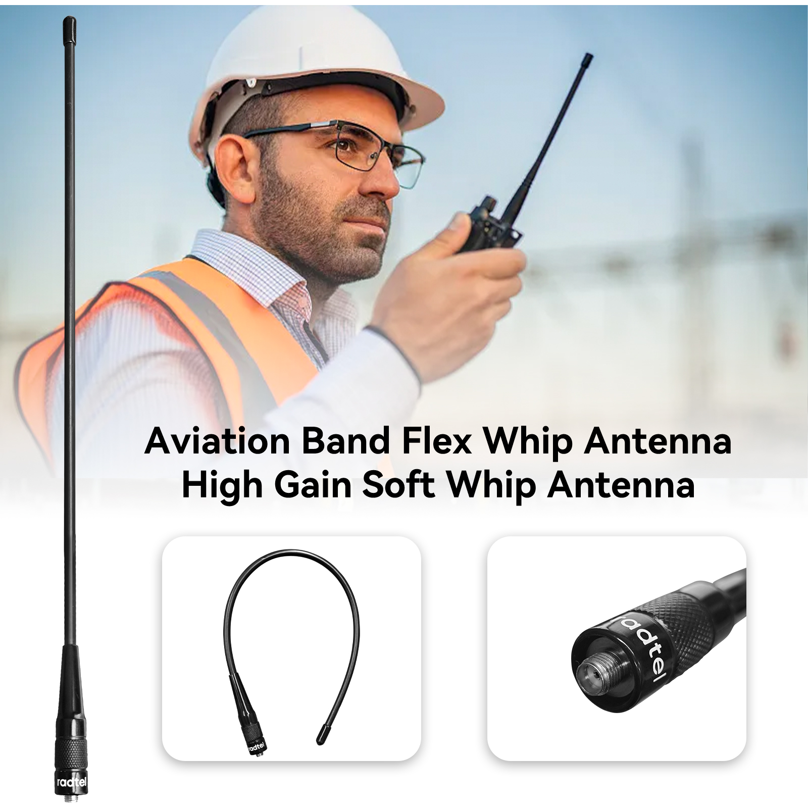 Air Aviation Band Flex Whip Antenne 108–136 MHz für Radtel RT-880 Rt-4D Rt-470 Rt-900 Rt-860 Rt-890 Rt-470X Rt-920 und mehr