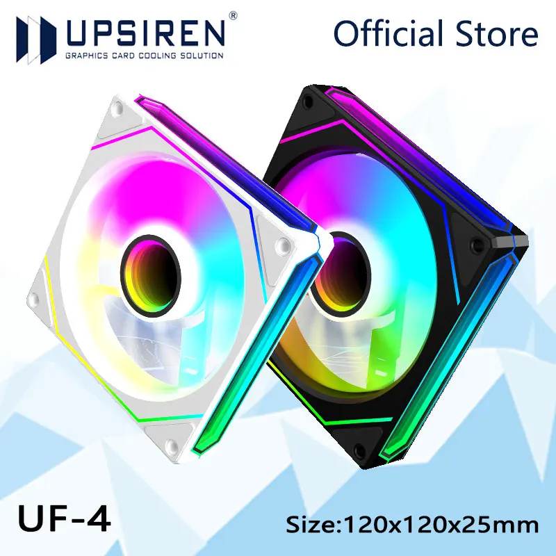 UPSIREN UF-4 12 см вентилятор для корпуса компьютера, вентилятор ARGB с бесконечной призм/3 зеркальные поверхности/4-контактный ШИМ/3PIN ARGB тихий охлаждающий вентилятор