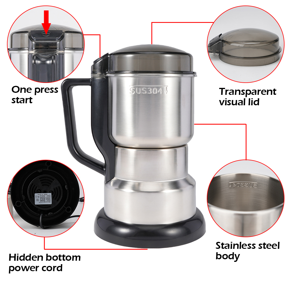 400W 304 elektryczny młynek ze stali nierdzewnej osiem stron ostrze elektryczne szybkie mielenie wielofunkcyjna maszyna Smash ziarna ryżu blender domowy