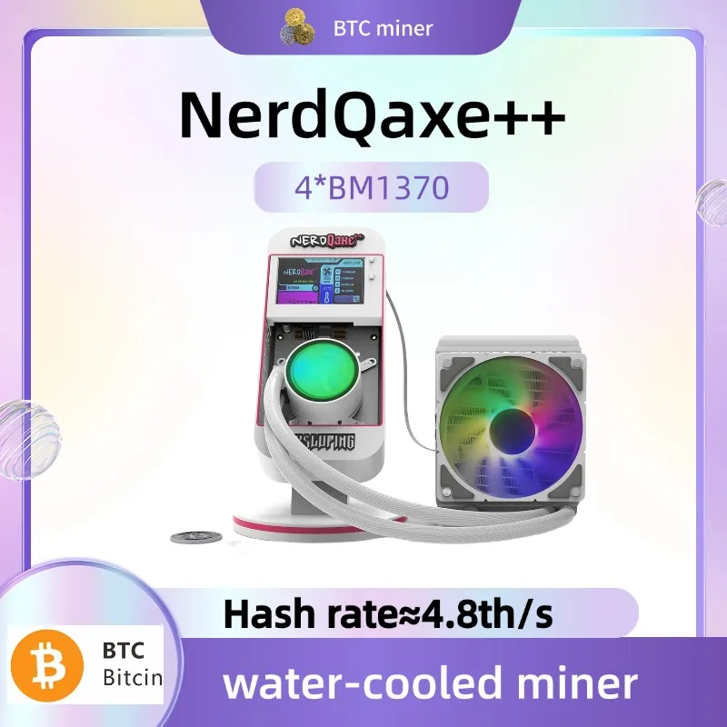 Bitaxe NerdQaxe++ 4.8TH/s BTC Solo miner Home Eternal Miner com método de resfriamento de água
