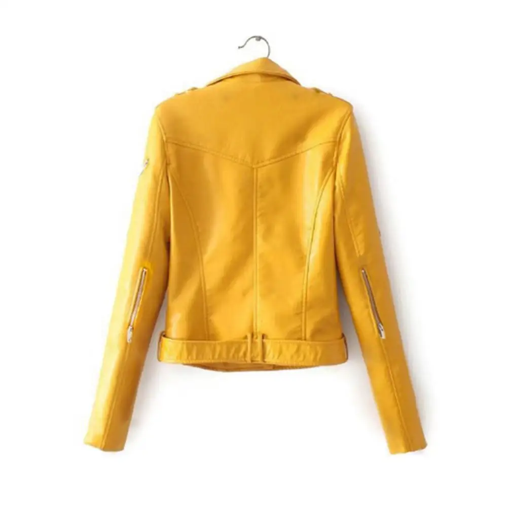 Jacke Zipper Jacke Mantel Plus Größe Coole Frauen Kurze Jacke Herbst Süße Schwarz Dünne Dame PU Leder Jacken Weibliche Faux Femme