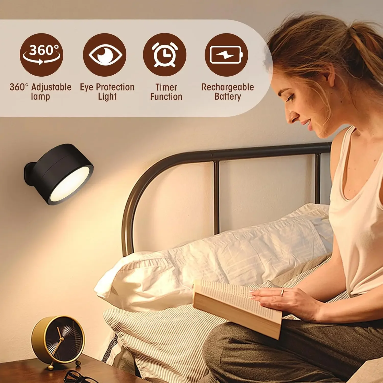 Lampada da parete magnetica a LED Luci magnetiche dimmerabili notturne 360 °   Lampada da notte con faretto per armadio con telecomando Rotazione Touch