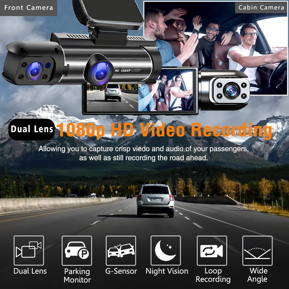 Dual Lens Dash Cam Car DVR FHD 1920*1080P Dash Camera Cabin Dashcam Vehicle Video Drive Recorder Interior Mini Dvrs Black Box