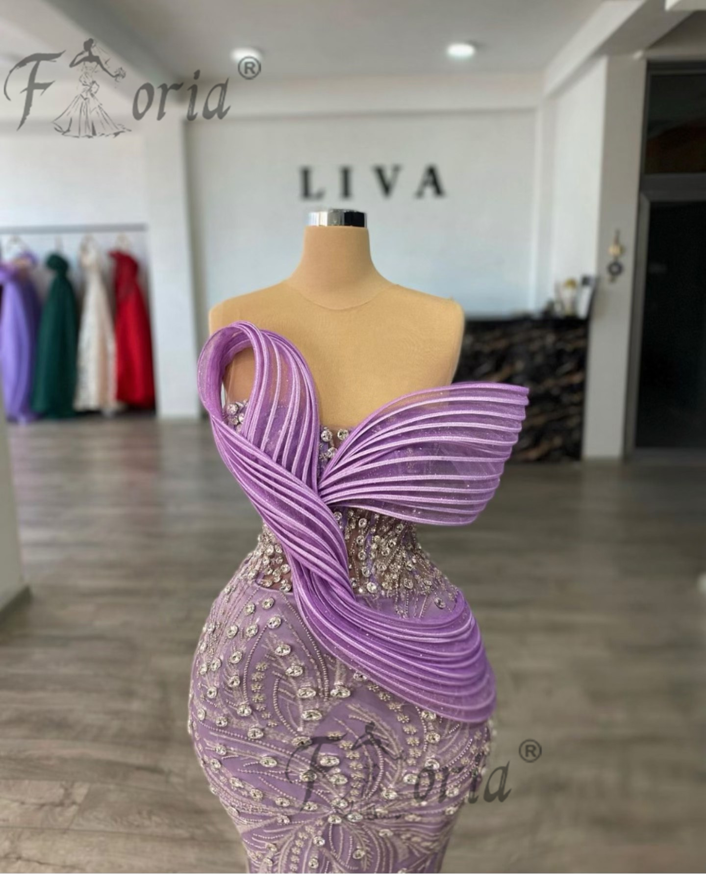 Lilac Mermaid ชุดพรรคอย่างเป็นทางการเงินคริสตัลหินคนดังชุดราตรีชุด vestidos de fiesta elegantes para mujer