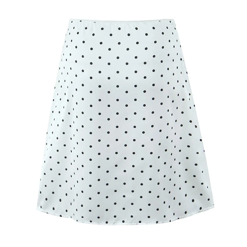 YENKYE 2025 ผู้หญิงวินเทจสีดําสีขาว Polka Dot A-Line เข่าความยาวกระโปรงเซ็กซี่ต่ําเอววันหยุดฤดูร้อนกระโปรง