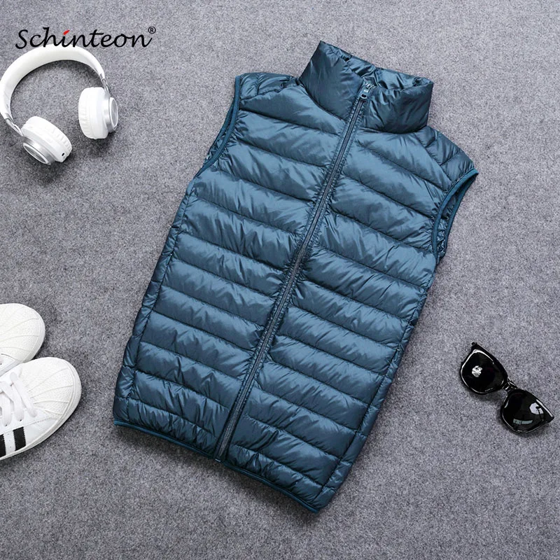 Schinteon 90% Weiße Ente Unten Männer Weste Gielt Casual Weste Frühling Herbst Licht Unten Jacke Männlichen