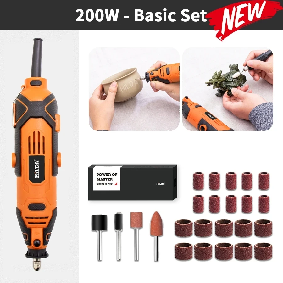 HILDA 200W graveur perceuse électrique gravure Dremel outil rotatif Machine nouveau Style vitesse Variable Mini perceuse outils électriques