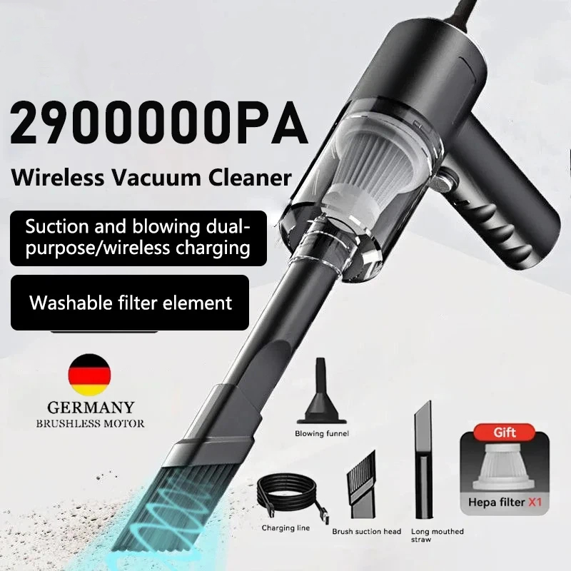 Новый автомобильный пылесос 120 Вт 2990000PA, беспроводной, сверхвысокомощный, 3 в 1, портативный ручной пылесос двойного назначения для влажной и сухой уборки