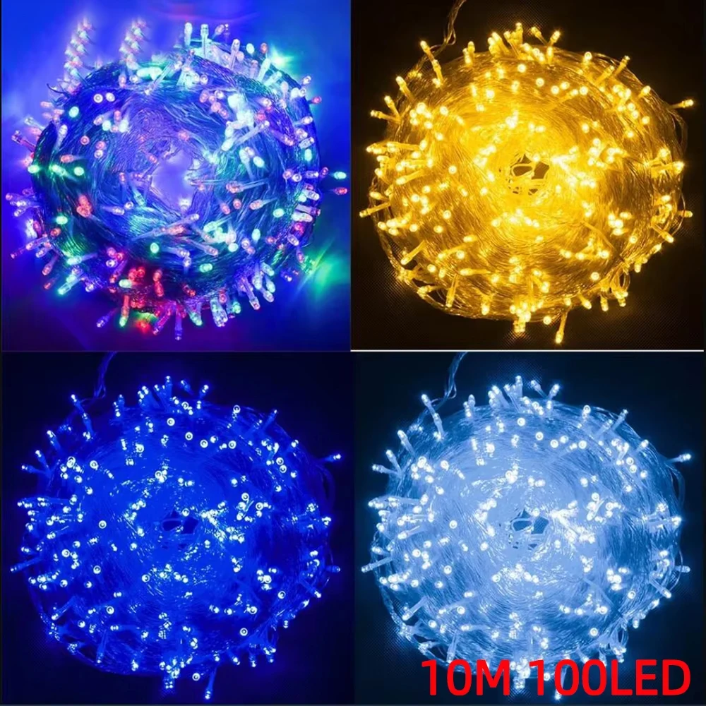 10 м 100 светодиодов Xmas уличные рождественские огни светодиодные гирлянды Luces Decoracion сказочный свет праздничные огни освещение елочная гирлянда