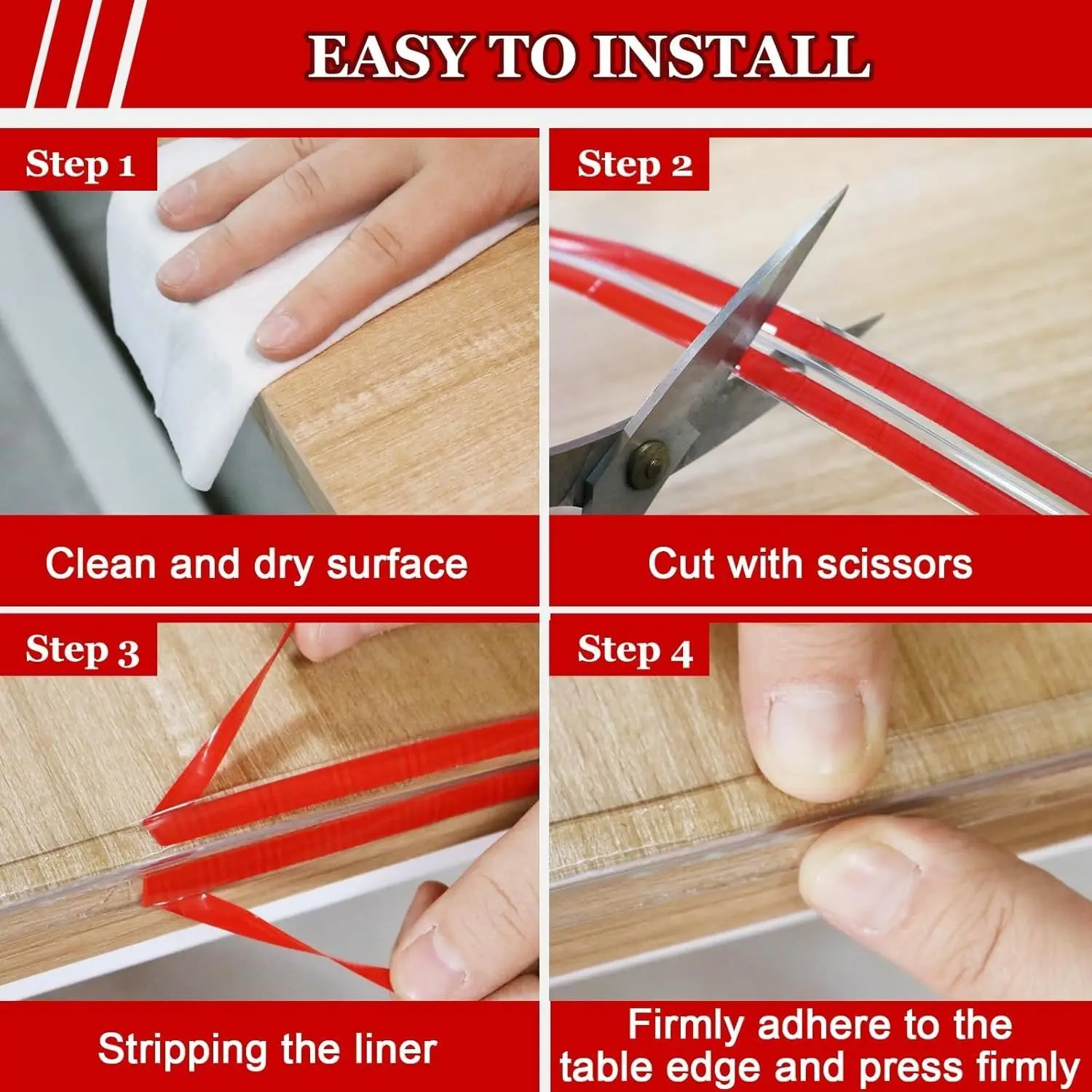 W Type Collision Proof Table Edge Guard Corner Protector Self Adhesive Transparent Bumper Strip for Furniture Safety 1/2/3M Leng