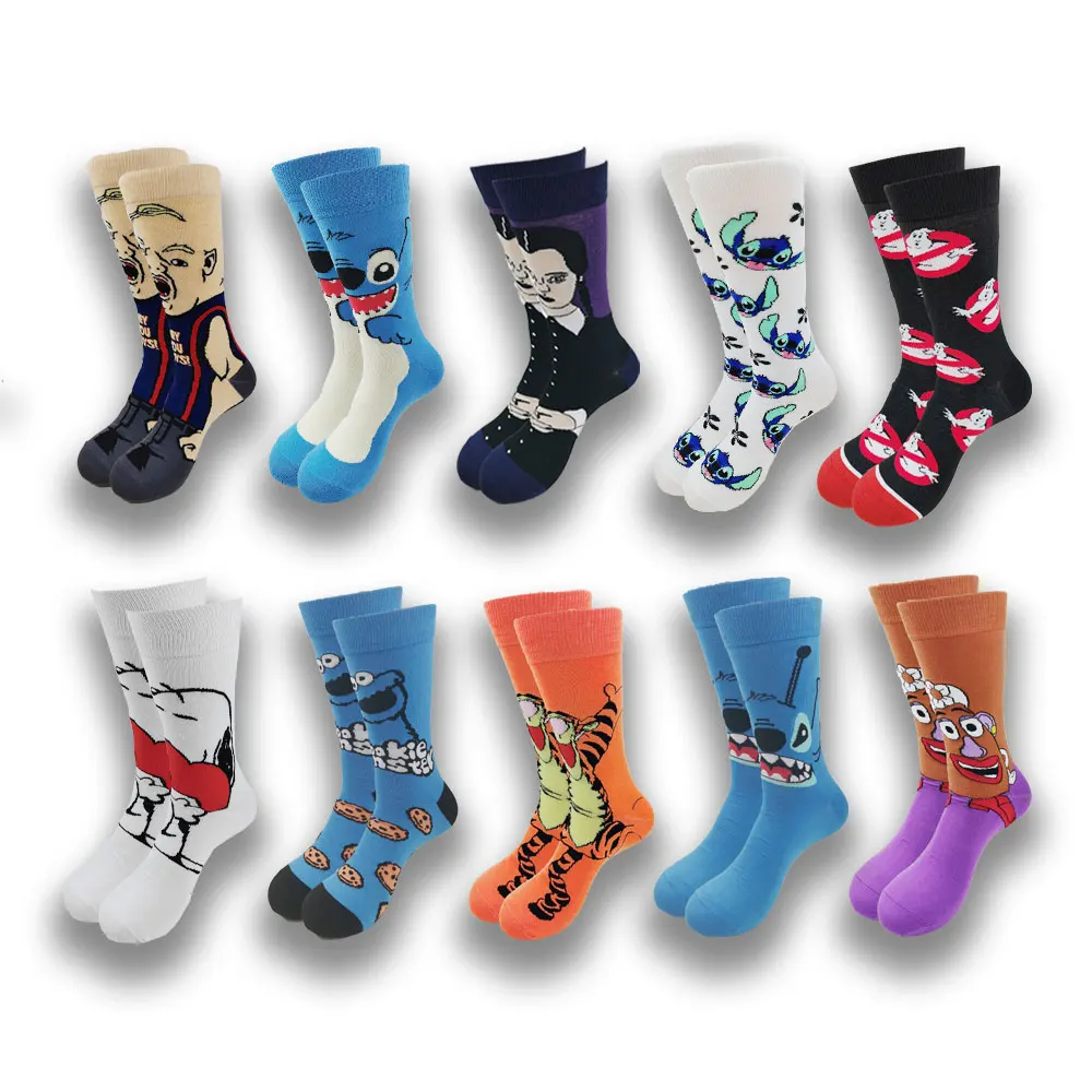 Calcetines calientes de la venta para los hombres y las mujeres calcetines cómodos de la historieta del monopatín del diseño senior de la primavera y del otoño ​