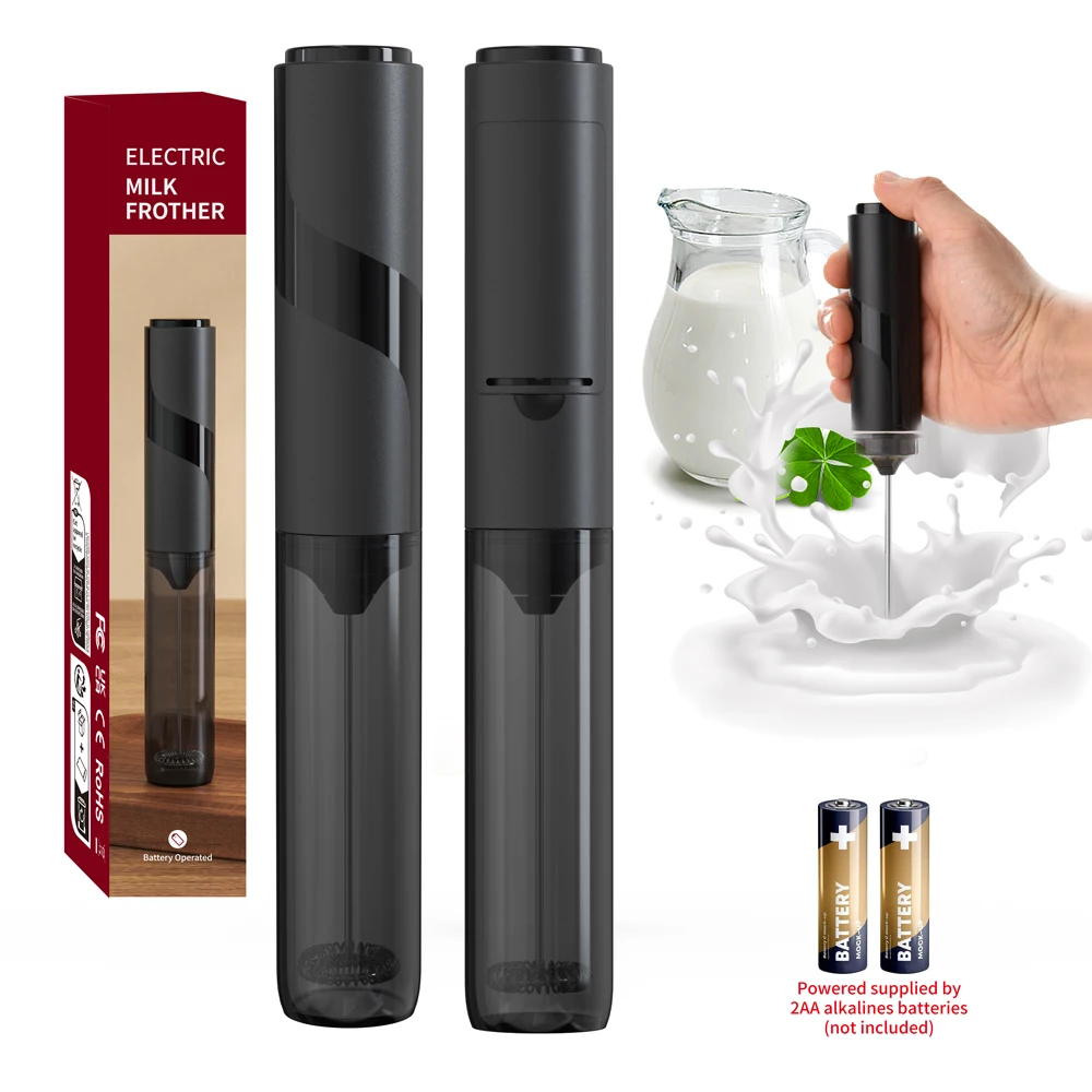 Espumador de leche eléctrico de acero inoxidable, varita para espumar café de mano con 10000 RPM, Espumador portátil para capuchino y Latte, batería AA
