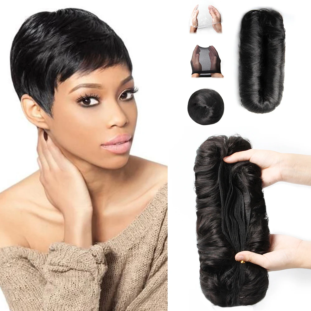 Cabelo humano curto brasileiro tecer pacotes com fecho ombre cabelo encaracolado com fechamento central circular t1b 30 99j extensões