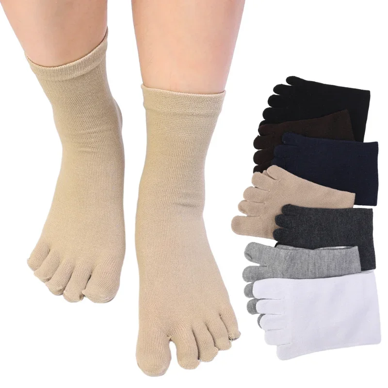 5Pairs Five Fingers Toe Socks Breathable Cotton Socks Unisex Sports Running Sweat Absorbent Antibacterial Ankle Crew Socks
