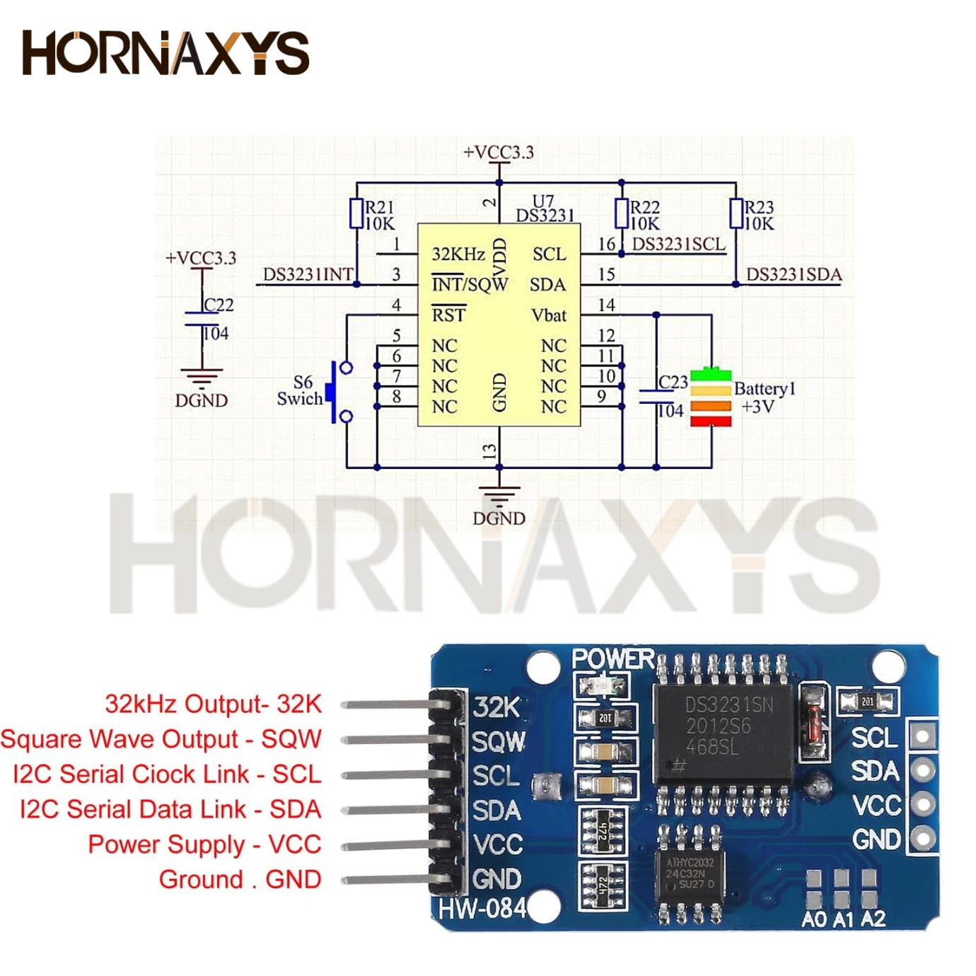 1-10PCS/DS3231 IIC Module Precision Clock Module DS3231SN /DS3231M Memory Real Time 3.3V/5V  For Raspberry Pi