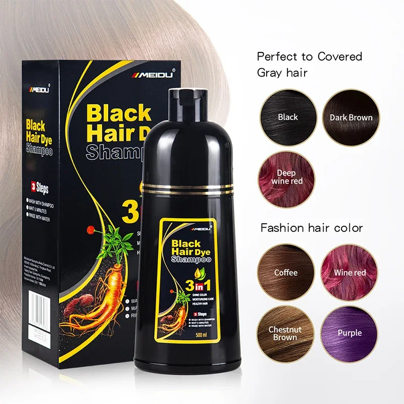 500ml shampoo de tintura de cabelo 3 em 1 tratamento natural de coloração instantânea para shampoo de cabelo grande capacidade sem danos ao cabelo shampoo