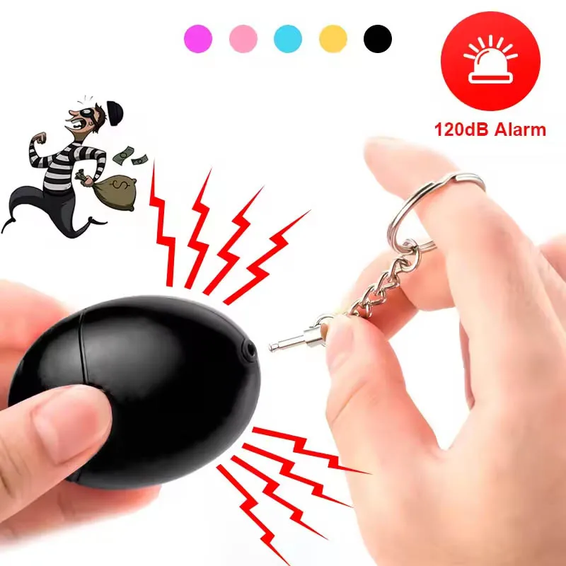 Tani alarm samoobrony 120dB w kształcie jajka dla dziewczyn, kobiet, ochrona, sygnał ostrzegawczy, osobista bezpieczeństwo, głośny alarm w nagłych wypadkach, brelok.