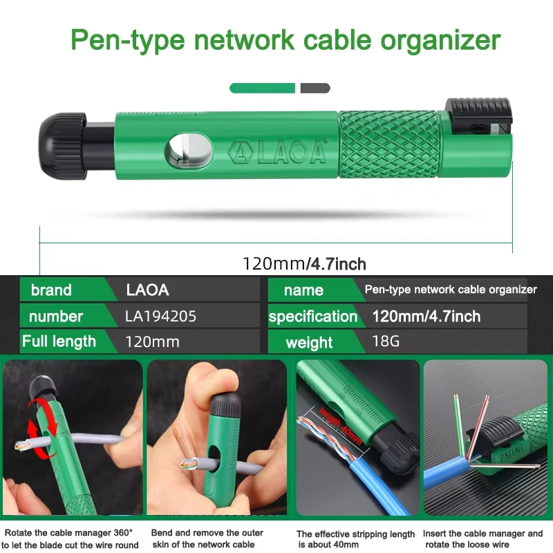 LAOA Network Cable Untwist Tool, Engineer Straightener for Category 5/6/7 Crystal Cables Combing Wire Pair Separator Easily
