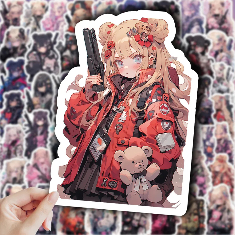 10/30/60 pçs kawaii anime soldado meninas adesivos bonito dos desenhos animados crianças decalques brinquedo caso de telefone mala portátil graffiti adesivo decoração