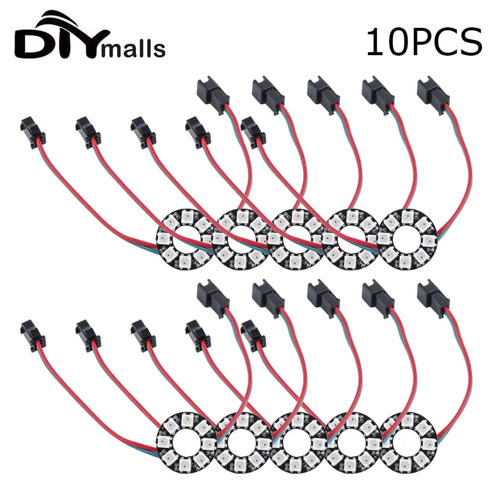 10 Stück WS2812B 8 Bits LEDs Pixel Ring RGB LED Kreis Ring Modul Vollfarbe rund DC5V