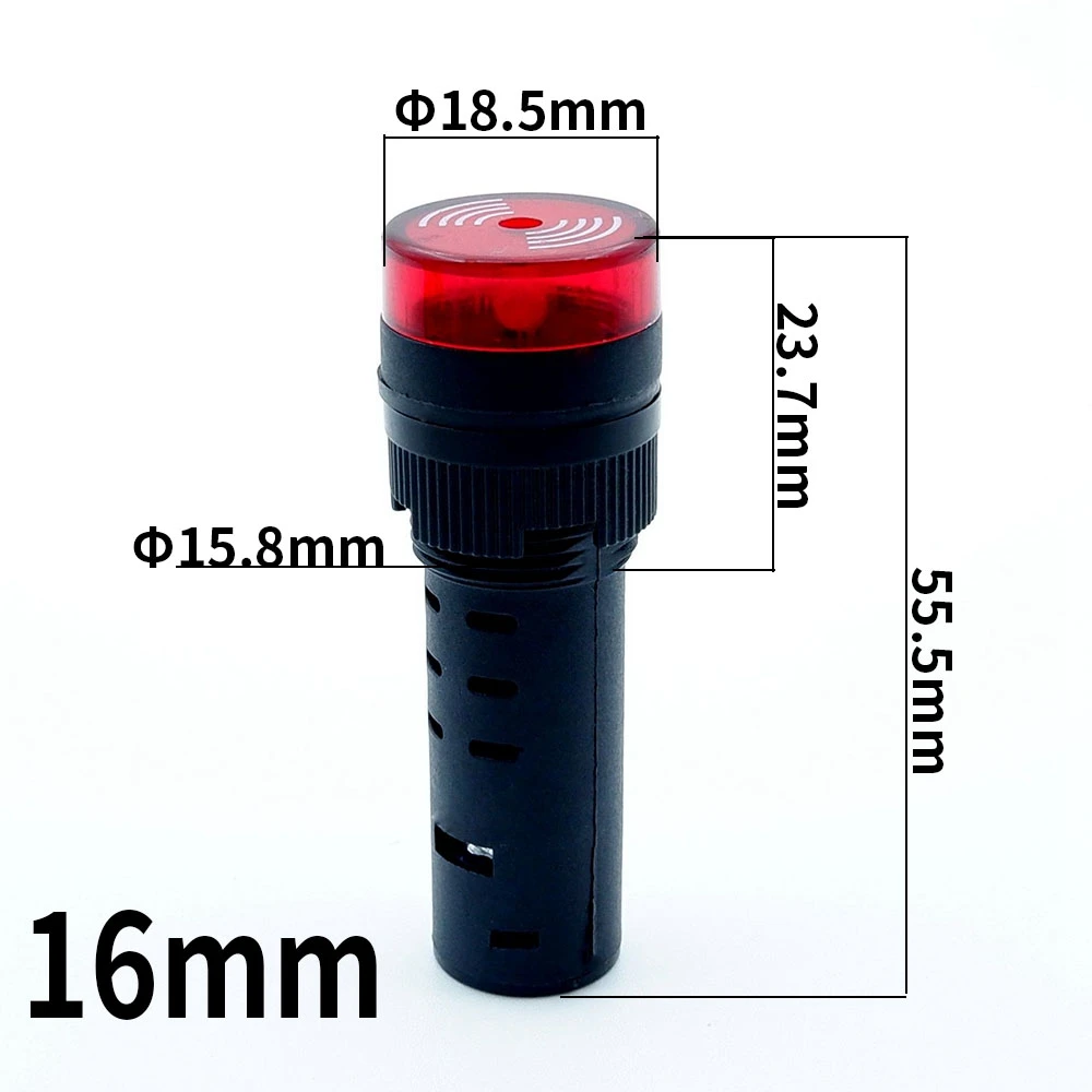 16Mm Còi Báo Nhấp Nháy Đèn Tín Hiệu Đèn LED Đỏ Còi Cảnh Báo Còi Bíp An Toàn Báo Động Âm Thanh Chỉ Số 12V 24V 220V Màu Vàng Xanh Lá