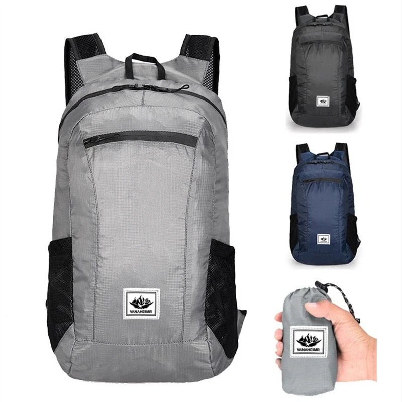 Borsa da trekking all'aperto Zaino portatile leggero da 20 litri Zaino ultraleggero pieghevole impermeabile pieghevole per donna uomo escursionismo in viaggio