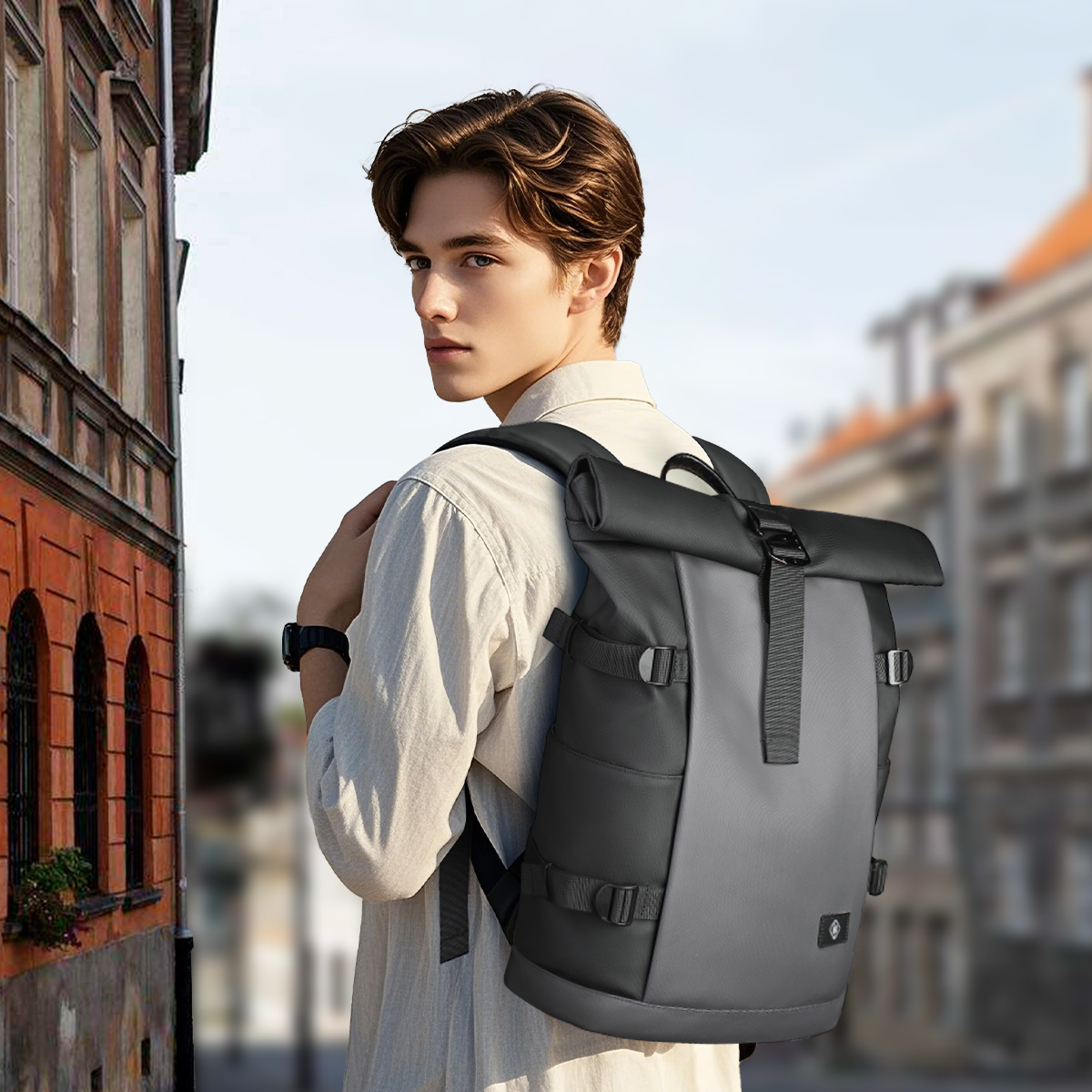 Mochila enrollable impermeable HK para hombre, mochila grande expandible para ordenador portátil de 17 pulgadas con puerto USB, bolsas para viajes de ocio, senderismo y acampada