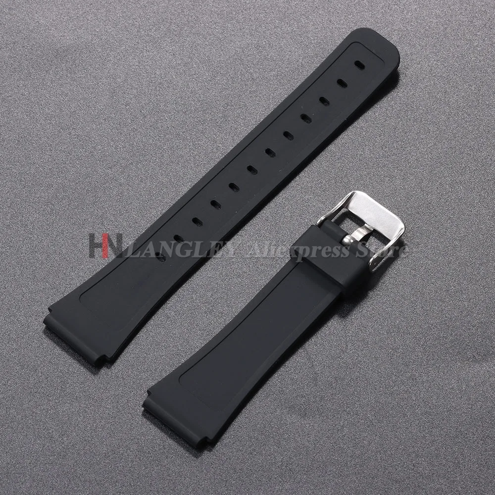 Correa de silicona para reloj Casio W800H, pulsera de goma suave negra para SGW400 F91W F84 F105/108/A158/168 AE1200/1300 de 18mm