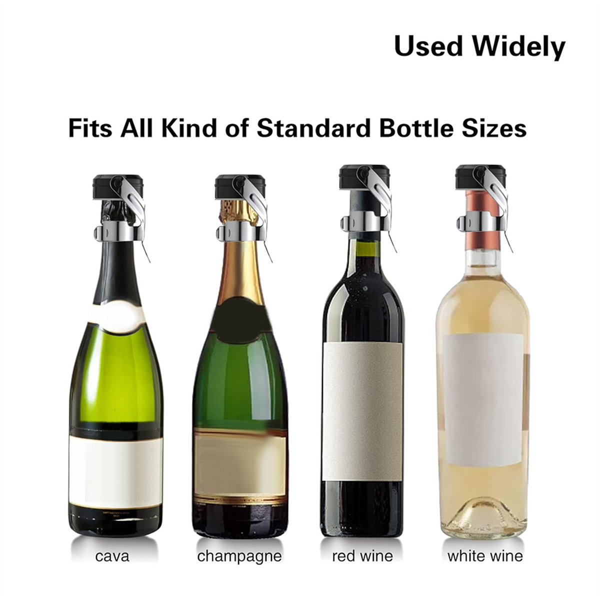 Champagner & Weinflaschen verschlüsse Edelstahl, auslaufs icher halten wieder verwendbar, Kork geeignet 4er Pack Silber