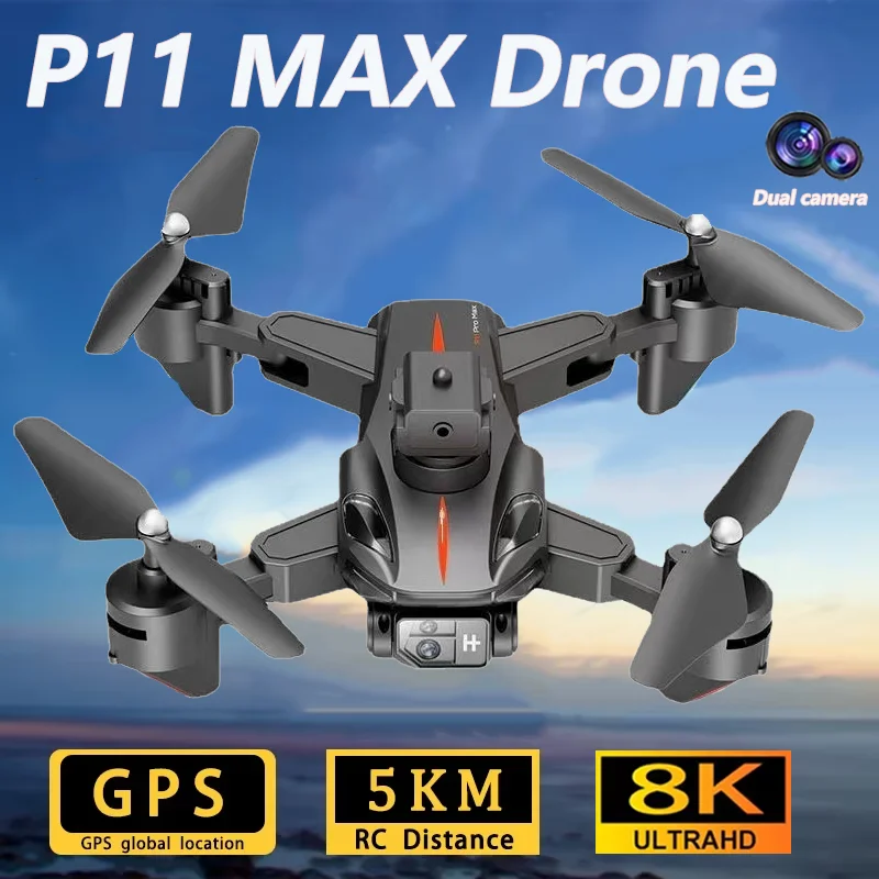 P11 Max Drone 8K GPS Profissional 5G HD Câmera de Fotografia Aérea Omnidirecional Evitar Obstáculos Drones de Vigilância de Segurança