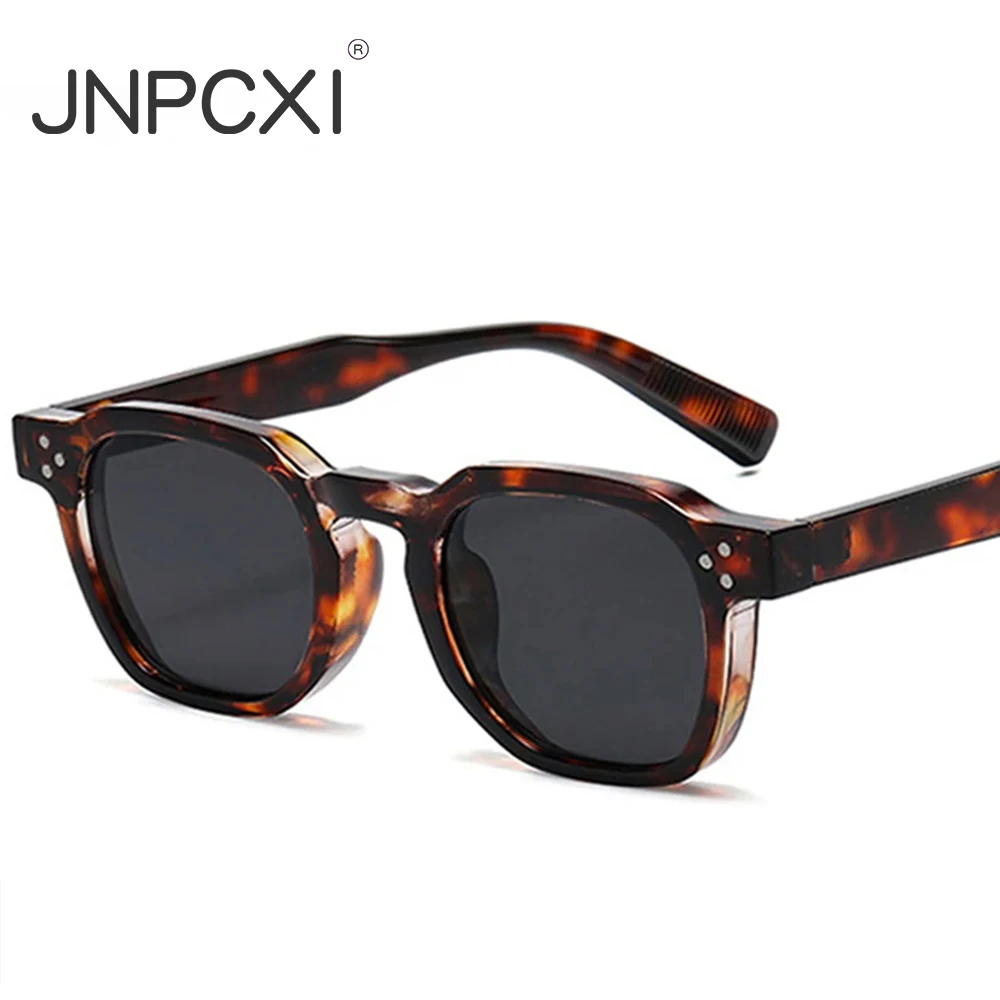JNPCXI, gafas de sol ovaladas con remaches Vintage a la moda para mujer y hombre, gafas de sol de leopardo de lujo, montura de gafas antiluz azul