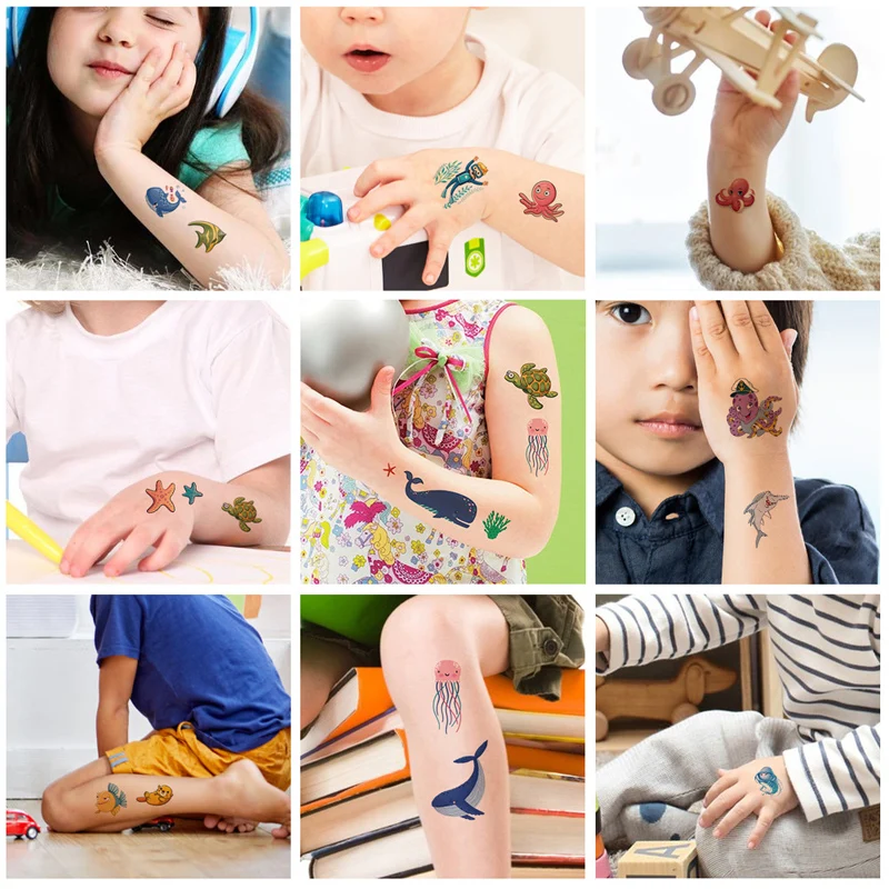 10 Tấm/Bộ Cá Đại Dương Cá Voi Giả Hình Xăm Dán Hoạt Hình Sinh Vật Biển Hình Xăm Tạm Thời Trẻ Em Tự Làm Cơ Thể Tay Nghệ Thuật miếng Dán Hình Xăm