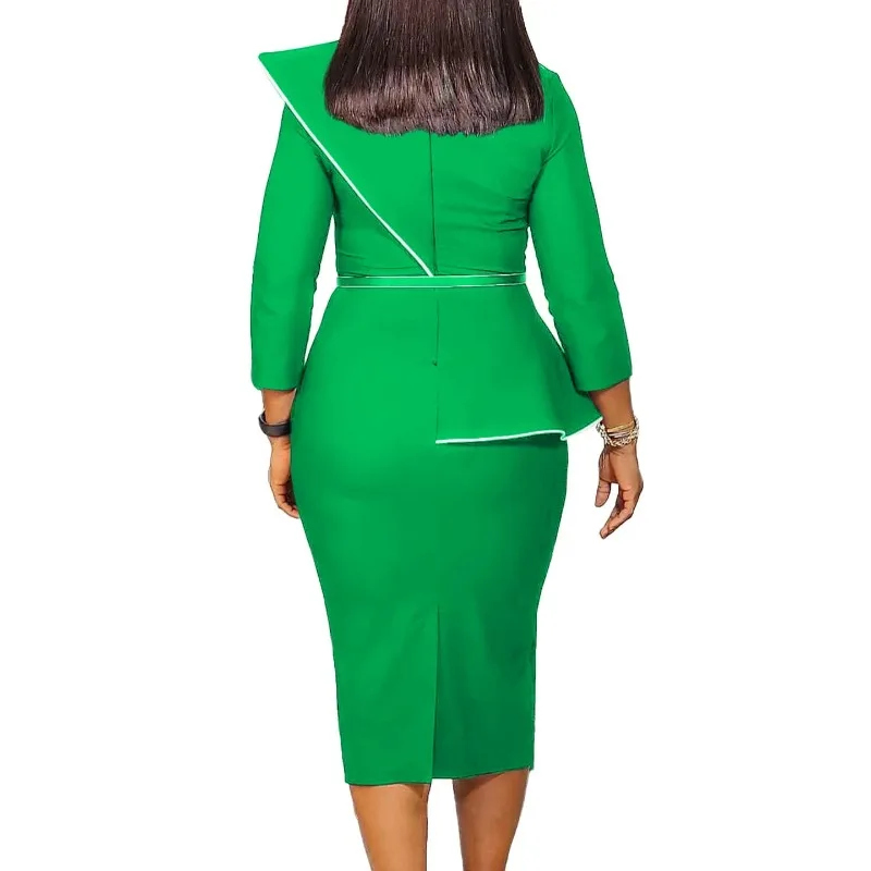 ダシキ-女性用ラウンドネックタイトドレス,ポリエステル,イブニングウェア,3/4スリーブ,アフリカのファッション,秋,S-3XL, 2025