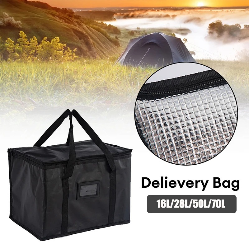 Bolsa térmica aislante de 70L, aislamiento para mantener el frío, bolsa de almuerzo portátil de gran capacidad con cremallera, bolsa de comida de papel de aluminio para Picnic y Camping