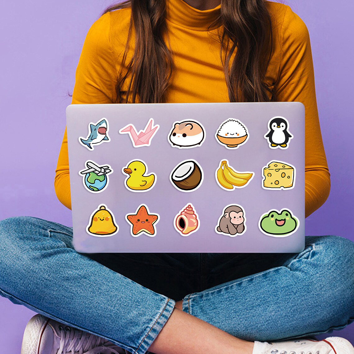 100 pçs bonito mini animais alimentos dos desenhos animados graffiti adesivos telefone guitarra portátil notebook mala copo adesivo à prova dwaterproof água crianças brinquedo